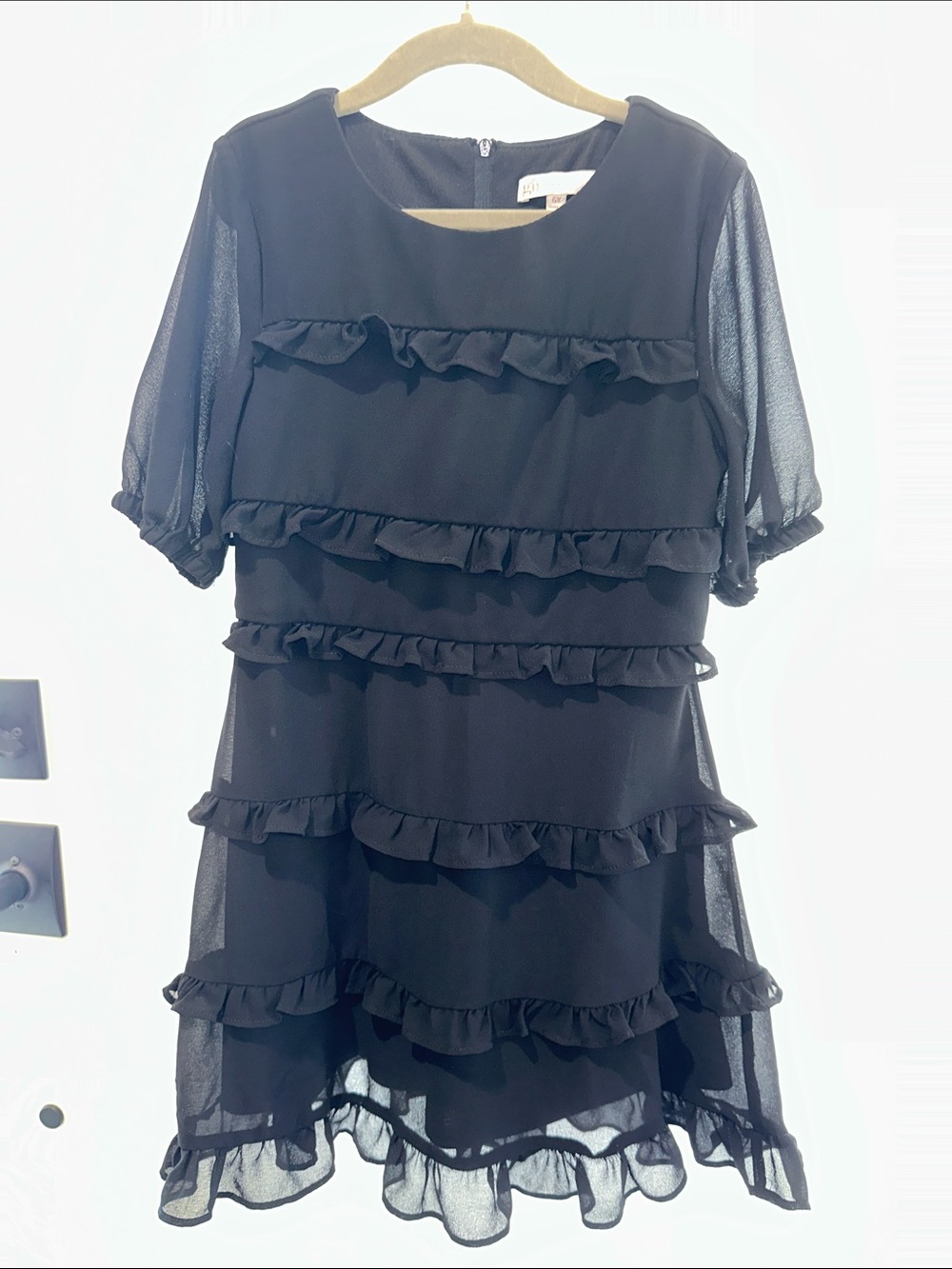 Gianni Bini Girls tiered chiffon black dress